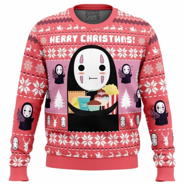 Merry Christmas No Face Spirited Away Gifts For Family Holiday Christmas Ugly Sweater