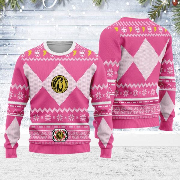 Merry Christmas Pink Power Ranger Best Gifts For Family For Holiday Christmas Ugly Sweater