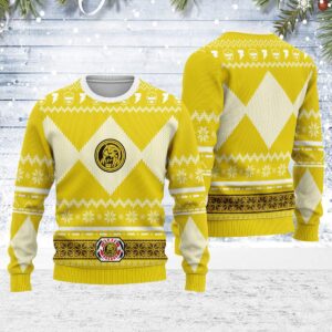 Merry Christmas Yellow Power Ranger Ugly Sweater