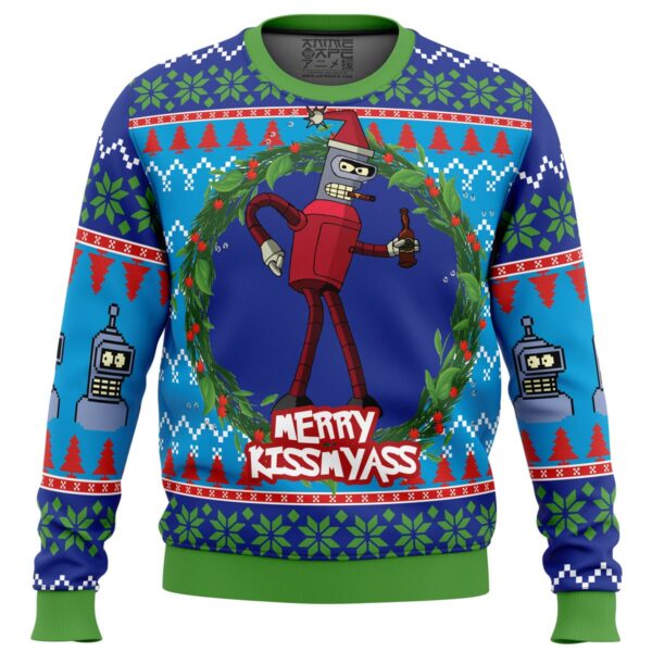 Merry Kissmyass Futurama Gifts For Family Holiday Christmas Ugly Sweater