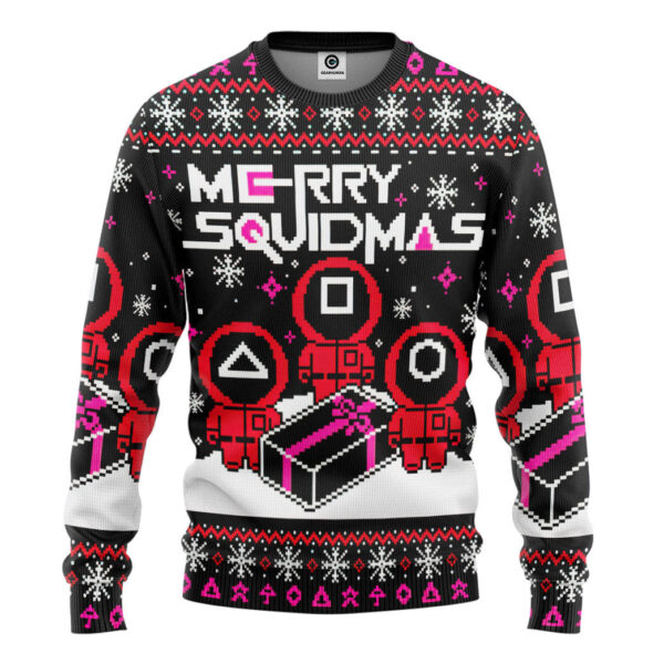 Merry Squidmas Squid Game Ugly Christmas Custom Best Holiday Christmas Ugly Sweater Gifts For Family