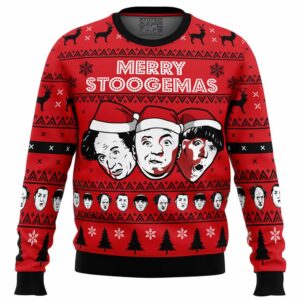 Merry Stoogemas 3 Stooges Gifts For Family Holiday Christmas Ugly Sweater