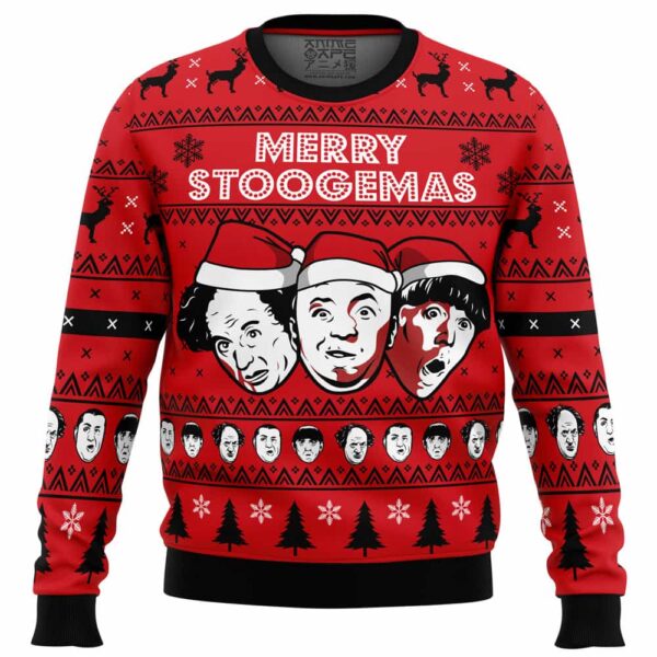 Merry Stoogemas 3 Stooges Gifts For Family Holiday Christmas Ugly Sweater