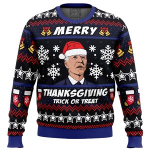 Merry Thanksgiving Biden Gifts For Family Holiday Christmas Ugly Sweater