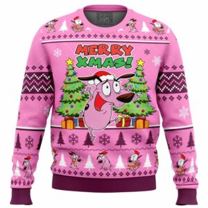 Merry Xmas Courage The Cowardly Dog Gifts For Family Holiday Christmas Ugly Sweater