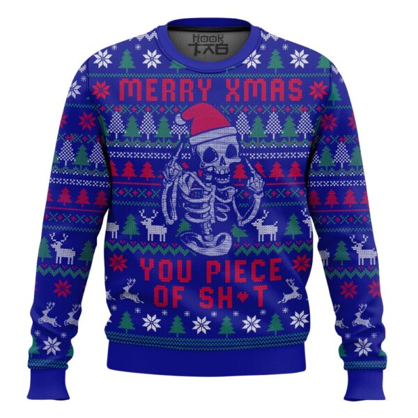 Merry Xmas You Piece of Sht Christmas Best Holiday Christmas Ugly Sweater Gifts For Family