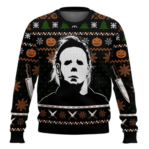 Michael Myers Gifts For Family Holiday Christmas Ugly Sweater, Halloween Gifts For Family Holiday Christmas Ugly Sweater