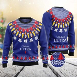 Michelob Ultra Heart Pattern Fair Isle Best Holiday Christmas Ugly Sweater Gifts For Family