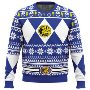 Mighty Morphin Blue Ranger Power Rangers Gifts For Family Holiday Christmas Ugly Sweater