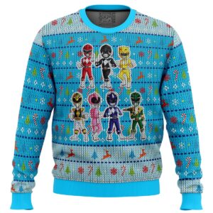 Mighty Morphin Chibis Power Rangers Gifts For Family Holiday Christmas Ugly Sweater