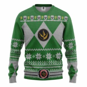 Mighty Morphin Green Power Ranger Custom Gifts For Family Holiday Christmas Ugly Sweater