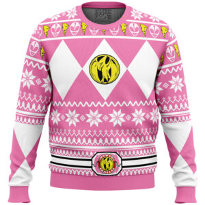 Mighty Morphin Pink Ranger Power Rangers Gifts For Family Holiday Christmas Ugly Sweater