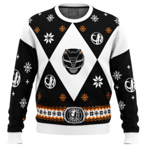 Mighty Morphin Power Rangers Black Gifts For Family Holiday Christmas Ugly Sweater