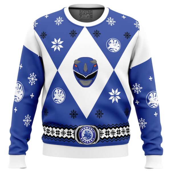 Mighty Morphin Power Rangers Blue Gifts For Family Holiday Christmas Ugly Sweater