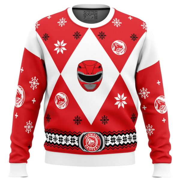 Mighty Morphin Power Rangers Red Gifts For Family Holiday Christmas Ugly Sweater