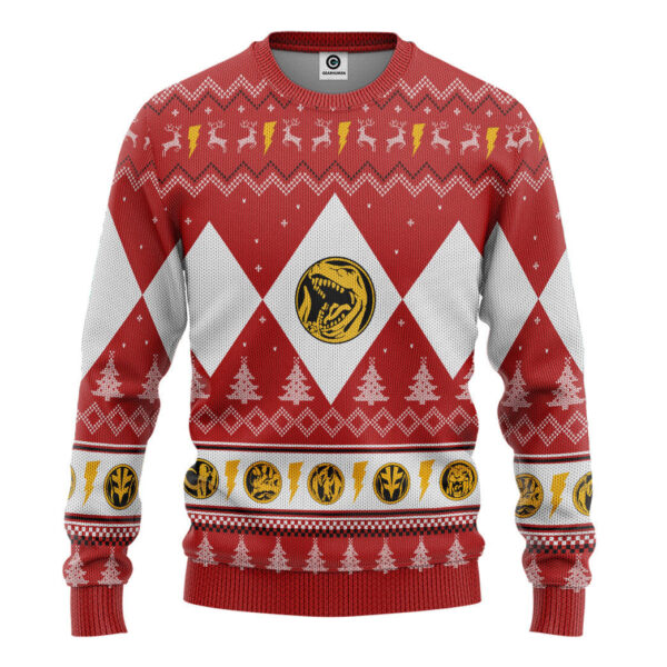 Mighty Morphin Red Ranger Christmas Custom Best Holiday Christmas Ugly Sweater Gifts For Family