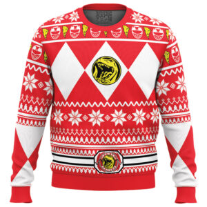 Mighty Morphin Red Ranger Power Rangers Gifts For Family Holiday Christmas Ugly Sweater