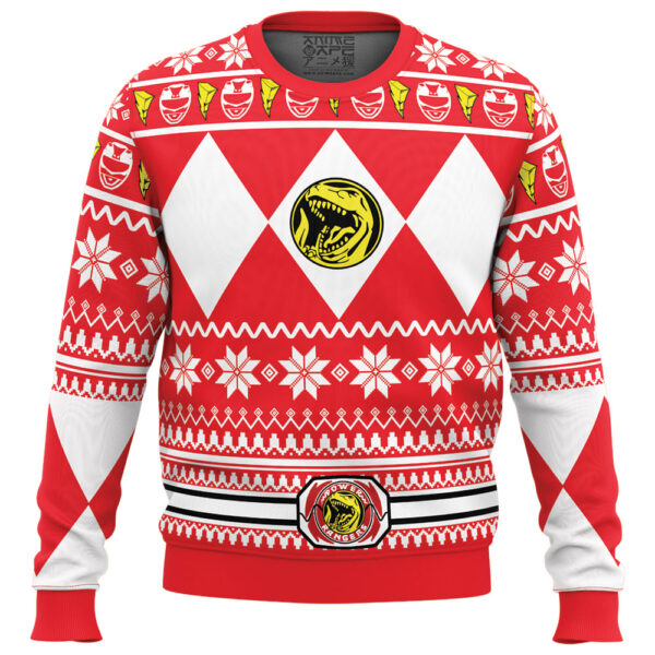 Mighty Morphin Red Ranger Power Rangers Gifts For Family Holiday Christmas Ugly Sweater