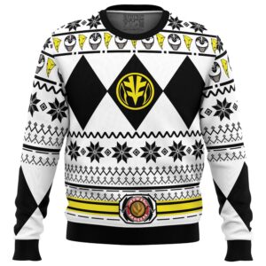 Mighty Morphin White Ranger Power Rangers Gifts For Family Holiday Christmas Ugly Sweater