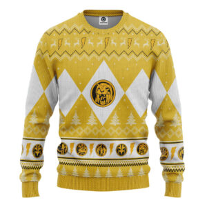 Mighty Morphin Yellow Ranger Christmas Custom Best Holiday Christmas Ugly Sweater Gifts For Family