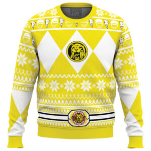 Mighty Morphin Yellow Ranger Power Rangers Gifts For Family Holiday Christmas Ugly Sweater