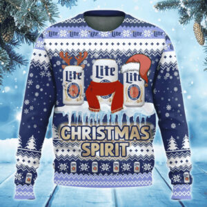 Miller Lite Christmas Spirit Gifts For Family Holiday Christmas Ugly Sweater