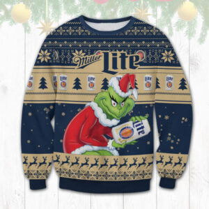 Miller Lite Grinch Best Holiday Christmas Ugly Sweater Gifts For Family