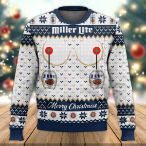 Miller Lite Titties Funny Best Holiday Christmas Ugly Sweater Gifts For Family