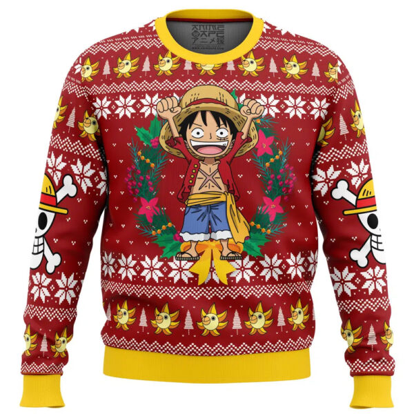 Monkey D Luffy Christmas OP Pirates Gifts For Family Holiday Christmas Ugly Sweater