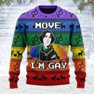 Move I’m Gay Gifts For Family Holiday Christmas Ugly Sweater