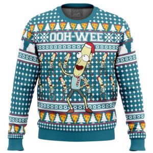 Mr Poopybutthole Ohh Wee Rick n Morty Gifts For Family Holiday Christmas Ugly Sweater