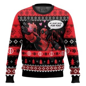 My Heart Beats For You Deadpool Best Holiday Christmas Ugly Sweater Gifts For Family