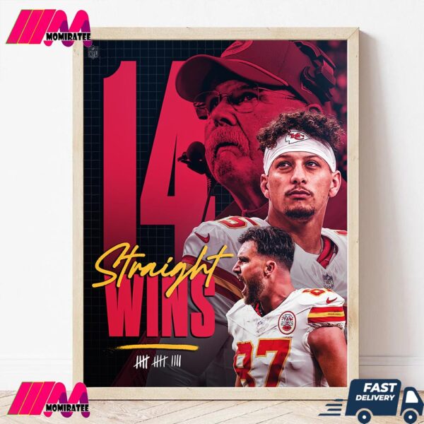 NFL Kansas City Chiefs Extend Winning Streak To 14 Games Wall Decor Canvas Poster