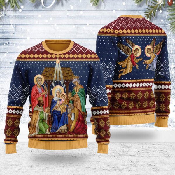 Nativity of Jesus Christ Best Gifts For Family For Holiday Christmas Ugly Sweater