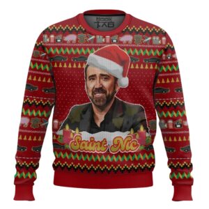 Nicolas Cage Jolly Old Saint Nic Christmas Best Holiday Christmas Ugly Sweater Gifts For Family