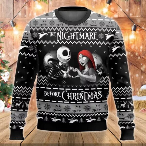 Nightmare Before Xmas Jack Sally Funny Couples Gifts For Family Holiday Christmas Ugly Sweater