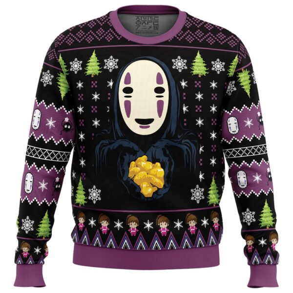 No Face Gold Nuggets Spirited Away Gifts For Family Holiday Christmas Ugly Sweater