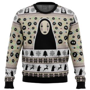 No Face and Soot Sprites Spirited Away Studio Ghibli Gifts For Family Holiday Christmas Ugly Sweater