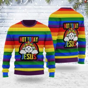 Not Today Jesus Gifts For Family Holiday Christmas Ugly Sweater