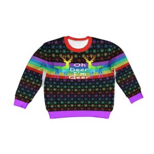 Oh Deer I’m Qeer LGBT Christmas Kid Best Gifts For Family For Holiday Christmas Ugly Sweater