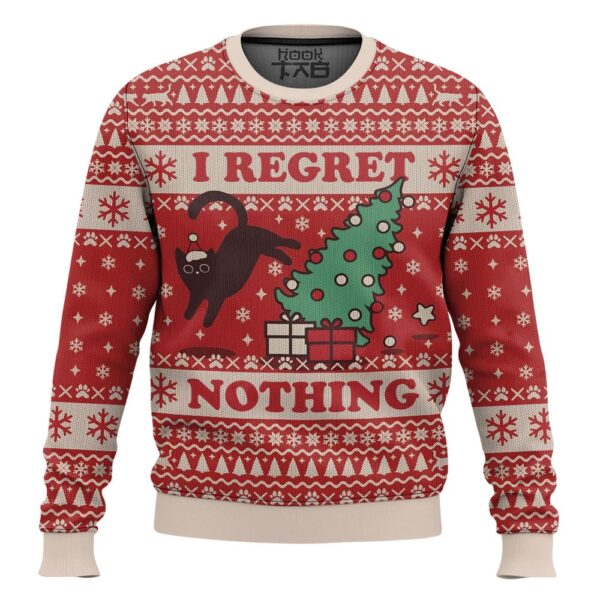 On The Naughty List And I Regret Nothing Cat Christmas Best Holiday Christmas Ugly Sweater Gifts For Family