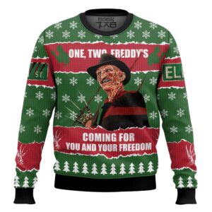 One Two Freddy?s Coming for You and Your Freedom Best Holiday Christmas Ugly Sweater Gifts For Family