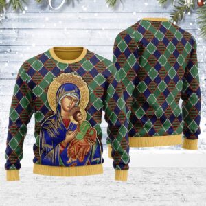 Our Lady of Perpetual Help Crowned Best Gifts For Family For Holiday Christmas Ugly Sweater