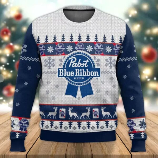 Pabst Blue Ribbon Beer Best Holiday Christmas Ugly Sweater Gifts For Family