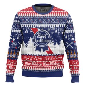 Pabst Blue Ribbon Best Holiday Christmas Ugly Sweater Gifts For Family