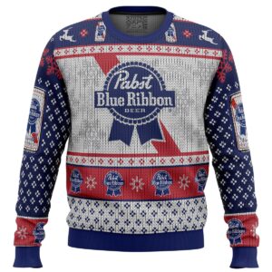 Pabst Blue Ribbon Gifts For Family Holiday Christmas Ugly Sweater