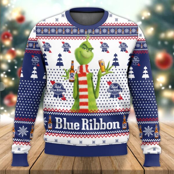 Pabst Blue Ribbon Grinch Best Holiday Christmas Ugly Sweater Gifts For Family