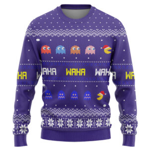 Pacman Waka waka Ugly Christmas Custom Best Holiday Christmas Ugly Sweater Gifts For Family