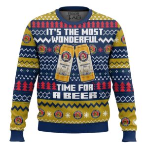 Paulaner Its the Most Wonderful time for a Beer Best Holiday Christmas Ugly Sweater Gifts For Family