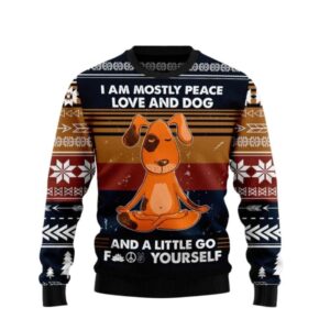 Peace Love And Dog Vintage Gifts For Family Holiday Christmas Ugly Sweater Christmas Gift Sweater